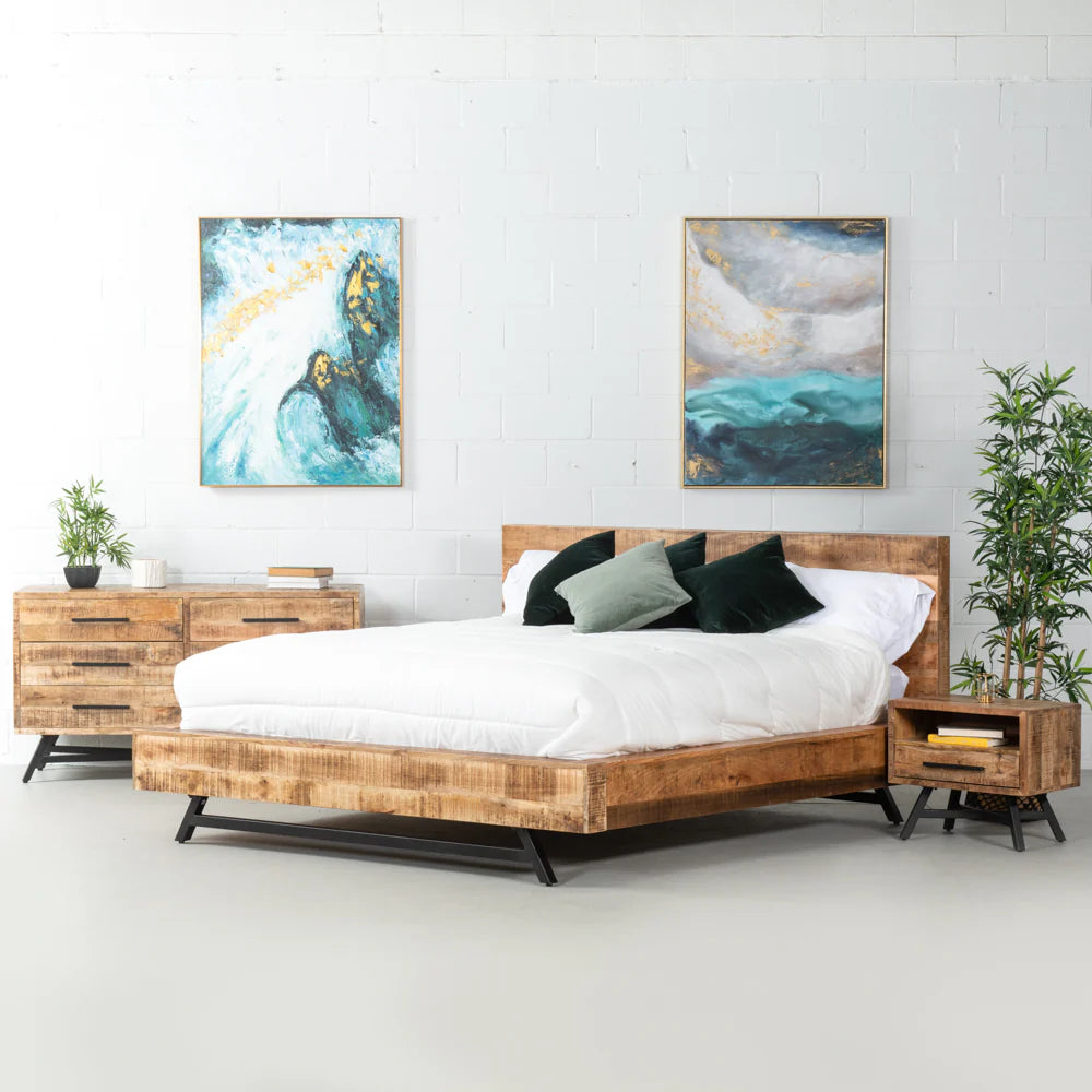 Farmhouse Bed Luxury Wooden Furniture