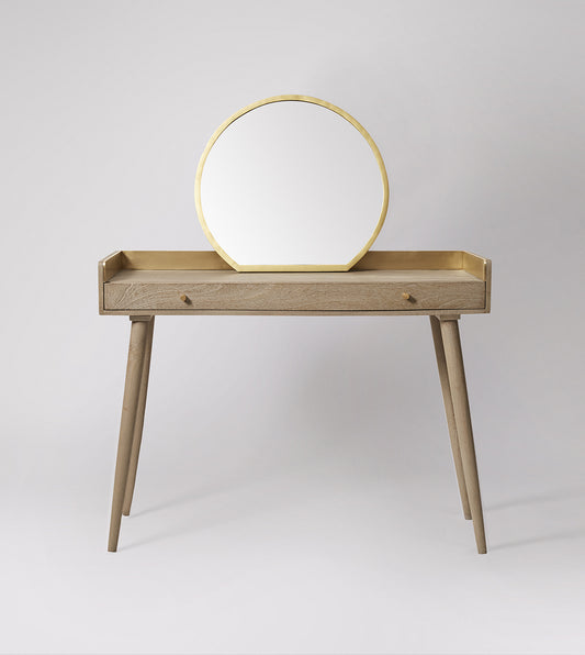 Fresko Dressing Table with Mirror – Hand-Painted Elegance in Grey Sandblasted Finish