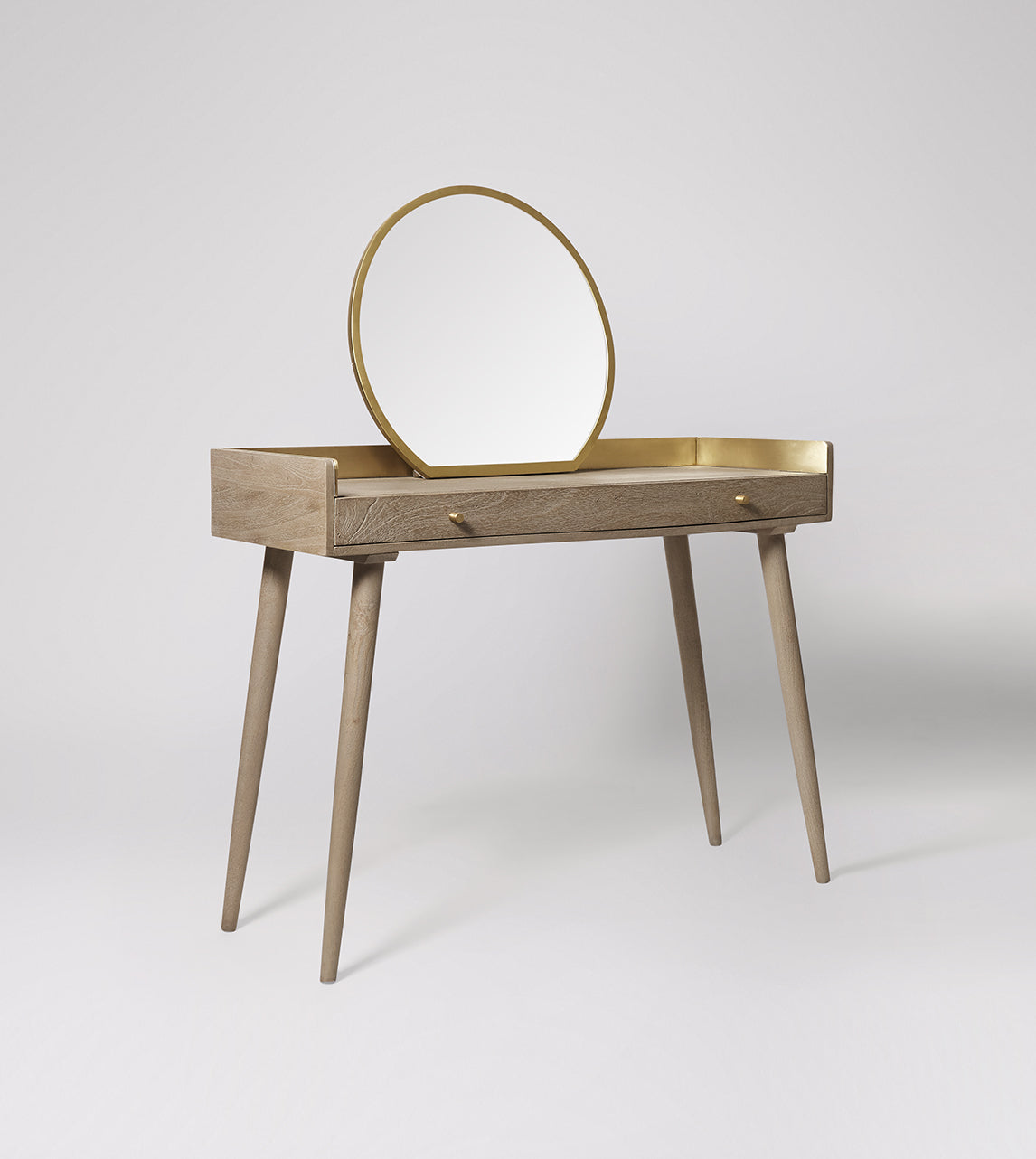 Fresko Dressing Table with Mirror – Hand-Painted Elegance in Grey Sandblasted Finish