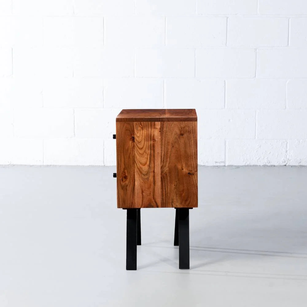 Palam Collection Bedside Table – Sleek Storage in Solid Acacia Wood with Honey Rosewood Finish