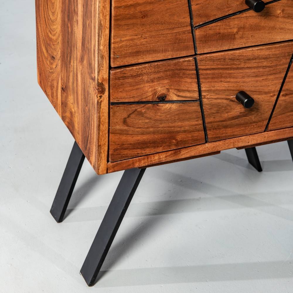 Palam Collection Bedside Table – Sleek Storage in Solid Acacia Wood with Honey Rosewood Finish