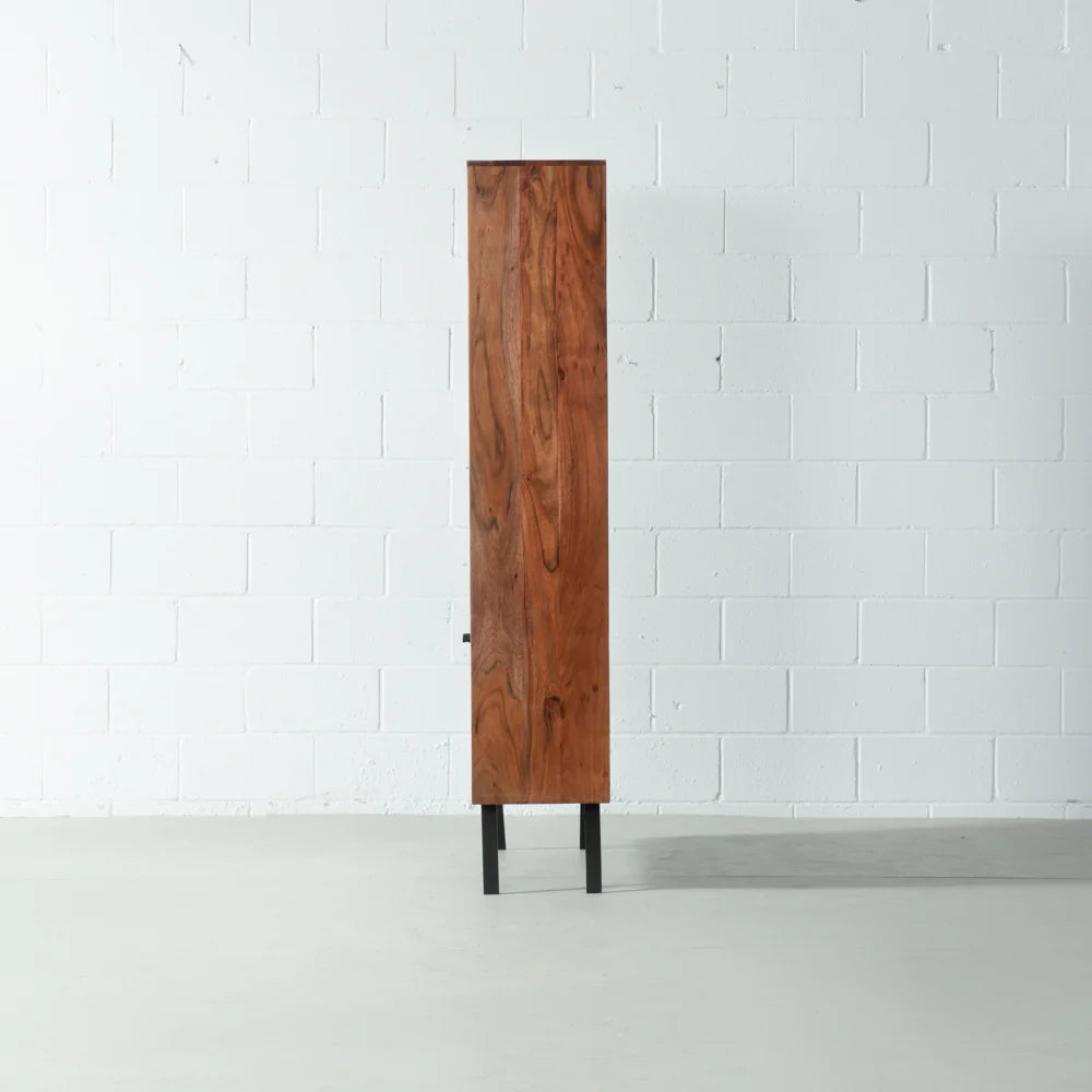 Palam Collection Bookcase – Sophisticated Storage in Solid Acacia Wood with Honey Rosewood Finish