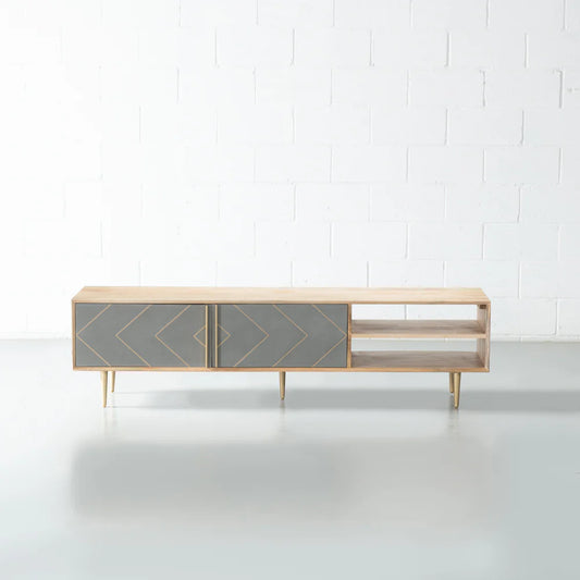 Lina Collection TV Unit – Geometric Design with Spacious Storage Wooden Furniture