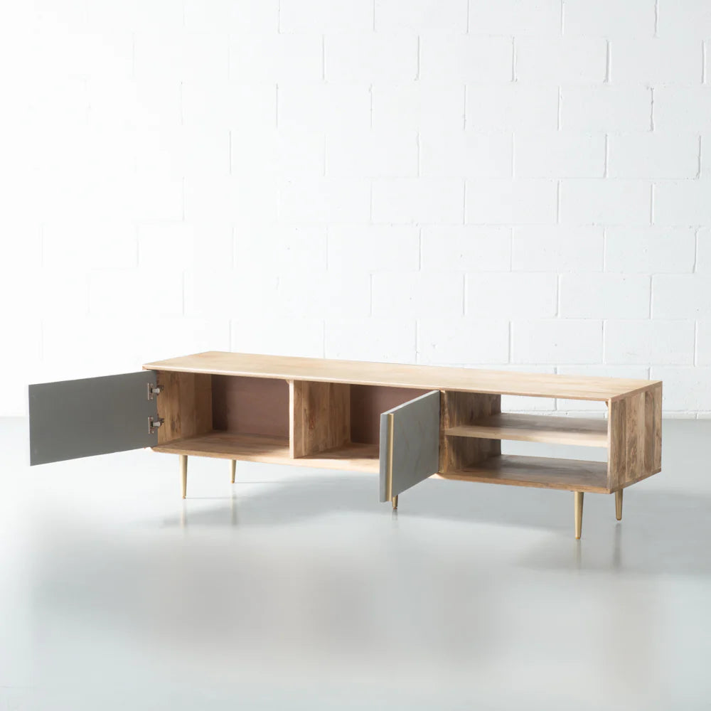 Lina Collection TV Unit – Geometric Design with Spacious Storage Wooden Furniture