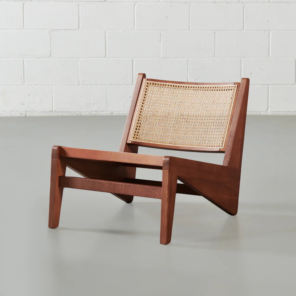 Dund Collection Lounge Chair – Relaxed Luxury with Solid Wood and Natural Cane