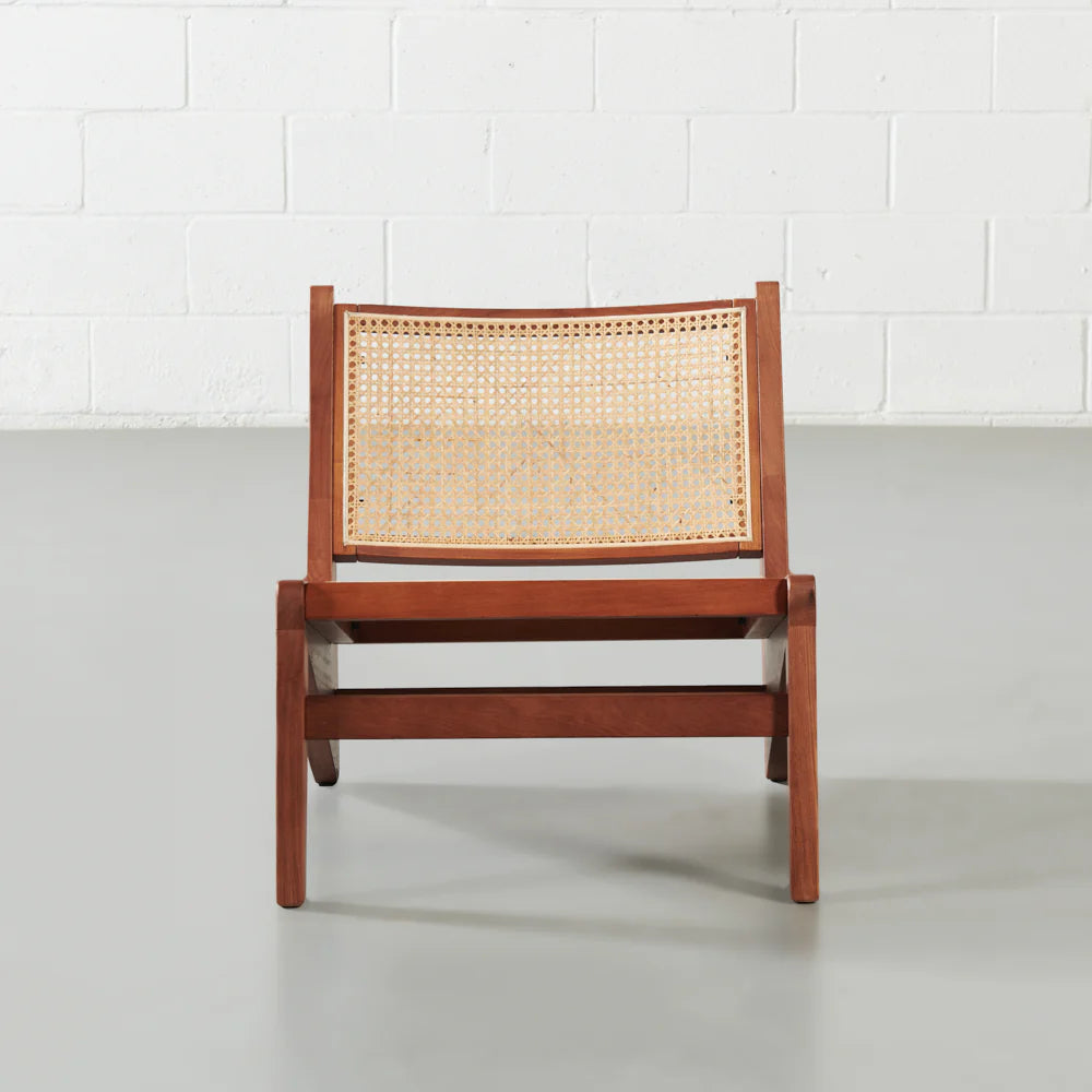 Dund Collection Lounge Chair – Relaxed Luxury with Solid Wood and Natural Cane