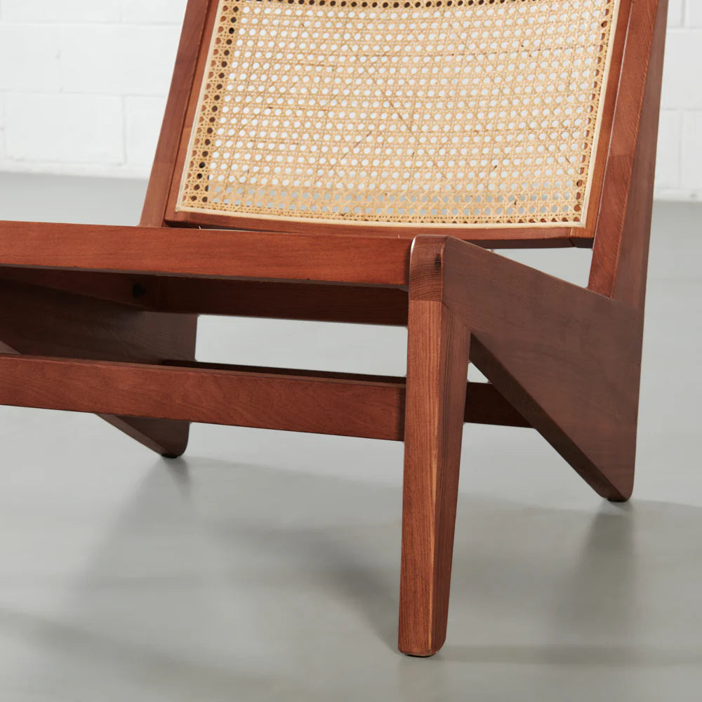 Dund Collection Lounge Chair – Relaxed Luxury with Solid Wood and Natural Cane