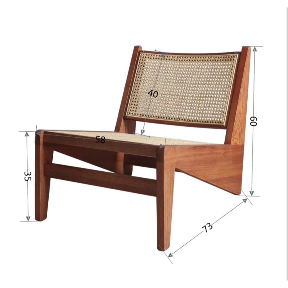 Dund Collection Lounge Chair – Relaxed Luxury with Solid Wood and Natural Cane