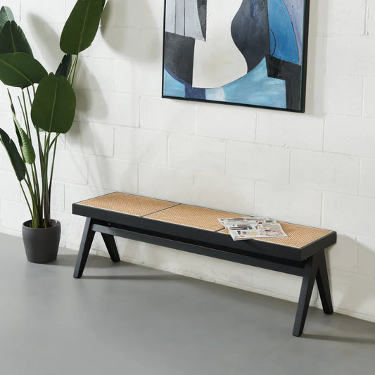 Dund Collection Bench – Handcrafted Comfort with Solid Wood and Natural Cane